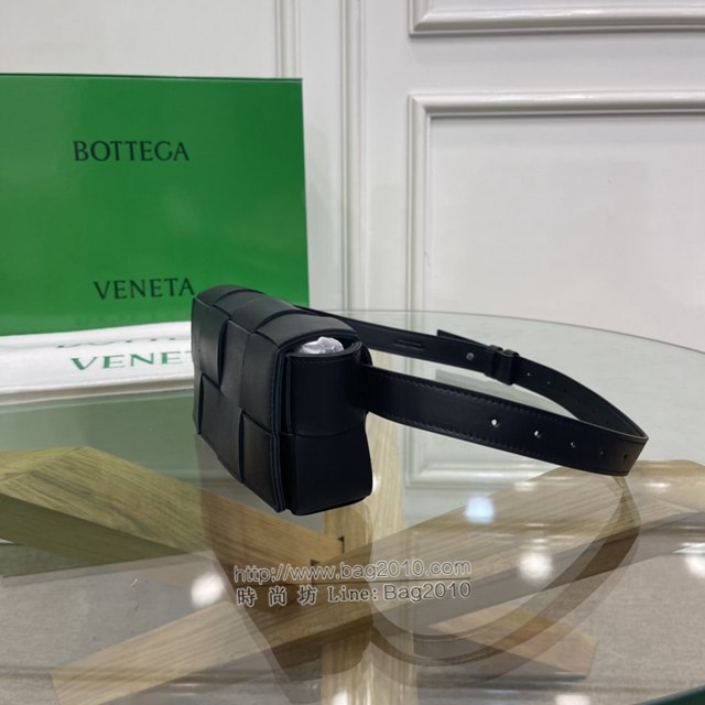 Bottega veneta高端女包 KF0015黑色 寶緹嘉CAEESTTE腰包 BV經典款手工編織手包腰包胸包斜挎包  gxz1205